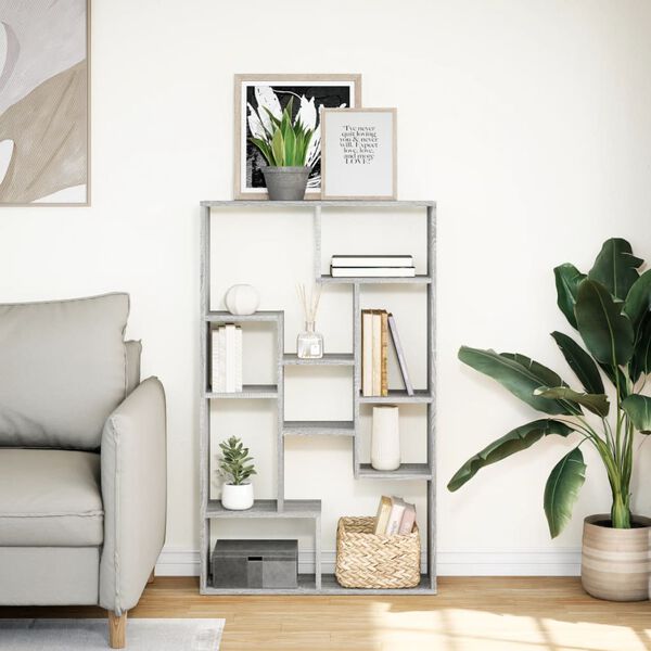 vidaXL Bookcase Grey Sonoma Engineered Wood Medium Bookcase