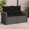 vidaXL Garden Sofa Black PE Rattan 2-Seater Modular Garden Sofa