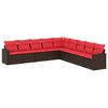 vidaXL 9 Piece Patio Sofa Set with Cushions Brown Poly Rattan