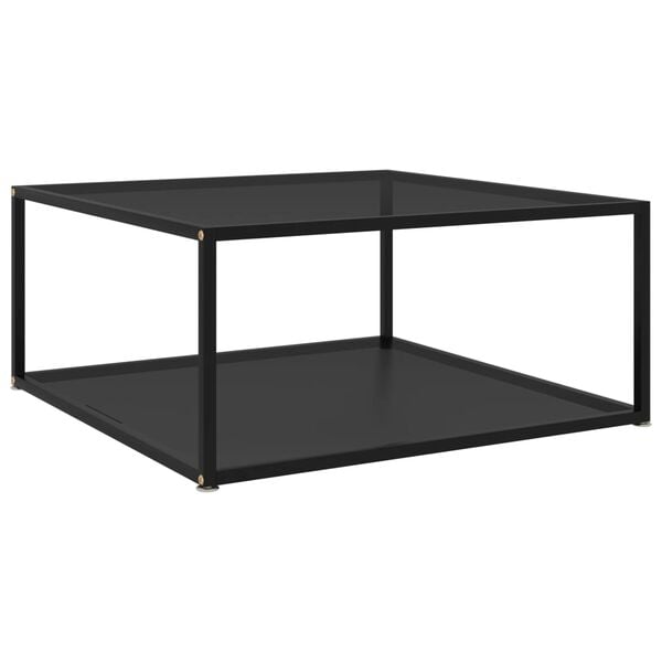 vidaXL Coffee Table Black Tempered glass, powder-coated steel