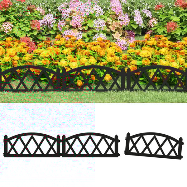 vidaXL Lawn Edgings 17 pcs Black 32.8' PP