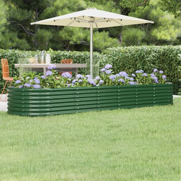 vidaXL Garden Raised Bed Green Powder-coated steel Large Durable
