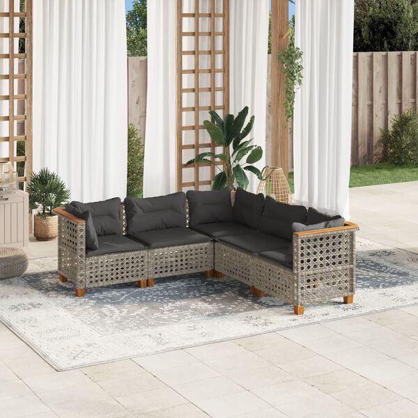 vidaXL Garden Sofa Set Grey PE rattan Medium Modular Garden Sofa Set
