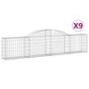 vidaXL Gabion Basket Set of 9 Silver Galvanized iron Large