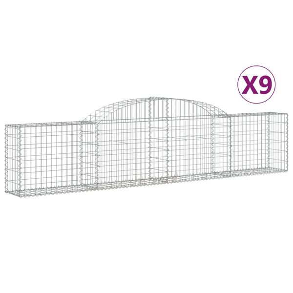 vidaXL Gabion Basket Set of 9 Silver Galvanized iron Large
