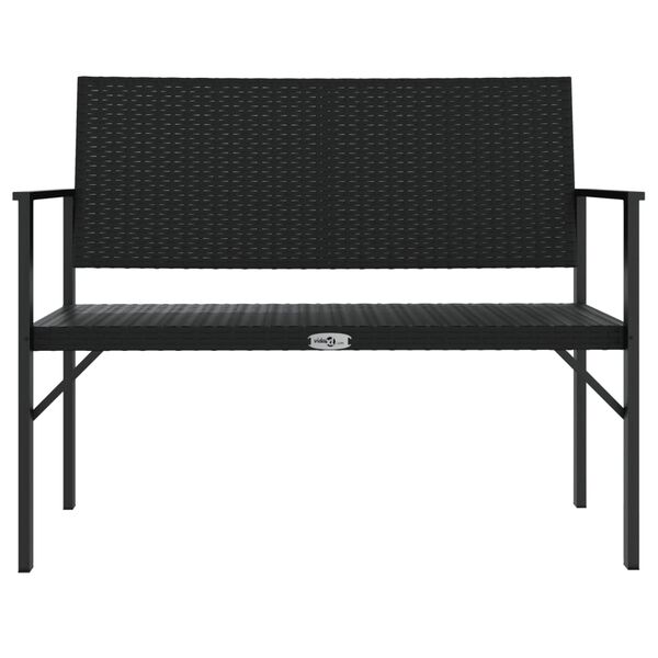 vidaXL Garden Bench Black PE Rattan, Powder-Coated Steel Medium Durable