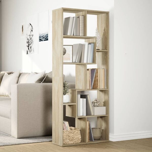 vidaXL Room Divider Bookcase Sonoma oak Engineered wood