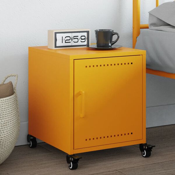 vidaXL Bedside Cabinet Mustard Yellow Cold-rolled steel Small