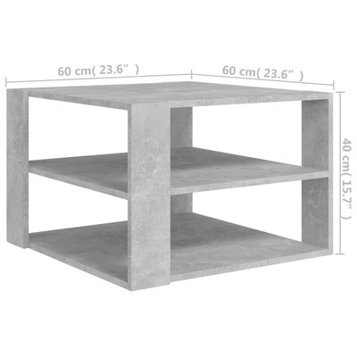 vidaXL Coffee Table Concrete Gray 24"x24"x16" Chipboard