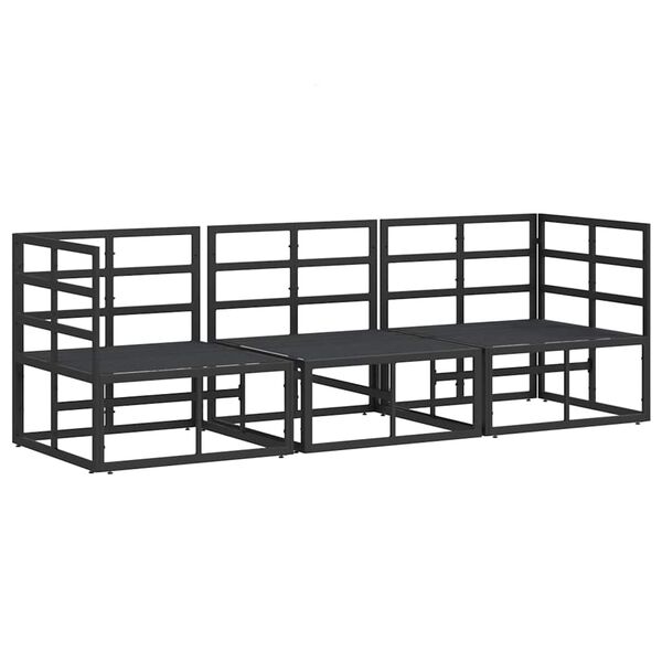 vidaXL Outdoor Furniture with Cushion with Pillow Black Aluminium