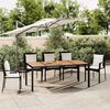 vidaXL Garden Table With Wooden Top Black PE rattan Large Durable