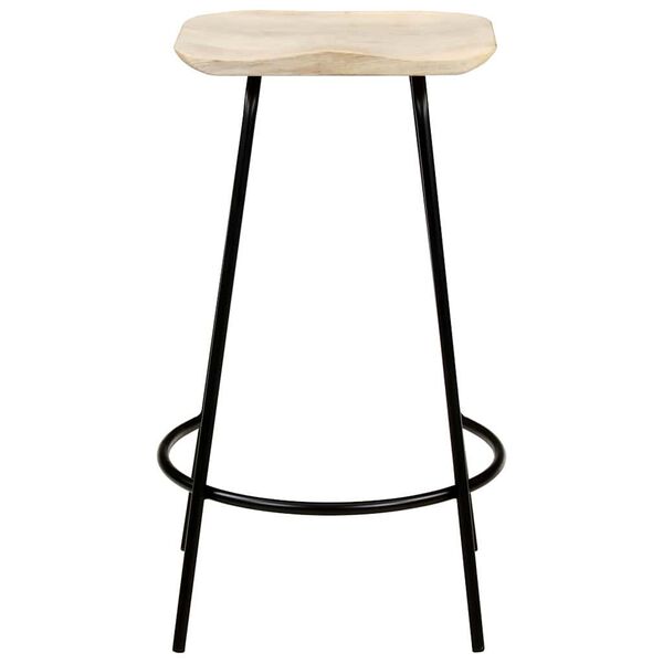 vidaXL Bar Stool Set of 2 Bleached wood and black metal