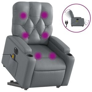vidaXL Electric Stand Up Massage Recliner Chair Grey Faux leather Standard