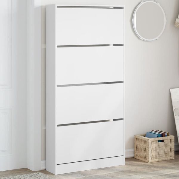 vidaXL Shoe Cabinet White Engineered wood 64.4 in x 31.5 in x 8.3 in