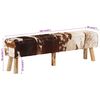 vidaXL Bench Brown and white Real goat leather, solid mango wood 63 in