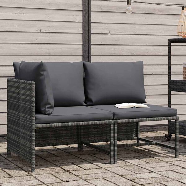 vidaXL Garden Sofa Set Grey PE rattan, steel, polyester Medium Modular