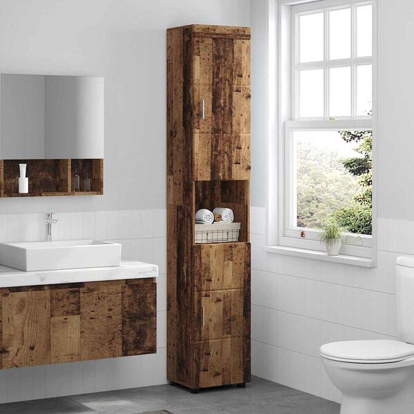 vidaXL Bathroom Cabinet Set TULUM Old Wood 14.57 x 12.40 x 79.92 in