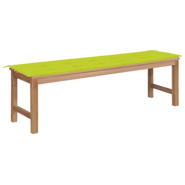 vidaXL Patio Bench with Bright Green Cushion 59.1 " Solid Teak Wood
