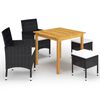 vidaXL Dining Set Black Solid acacia wood Medium Ergonomic