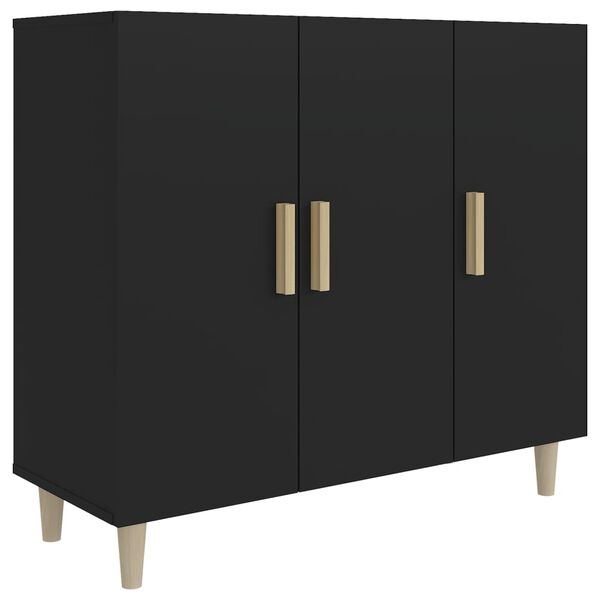 vidaXL Sideboard Black Engineered wood Medium Sideboard Rectangular