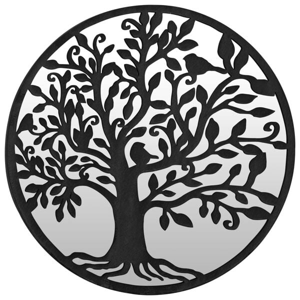 vidaXL Round Garden Mirror Black Iron, Glass 23.6 in Diameter