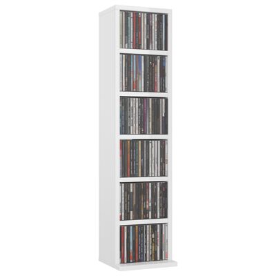 vidaXL CD Cabinet High Gloss White 8.3"x7.9"x34.6" Engineered Wood