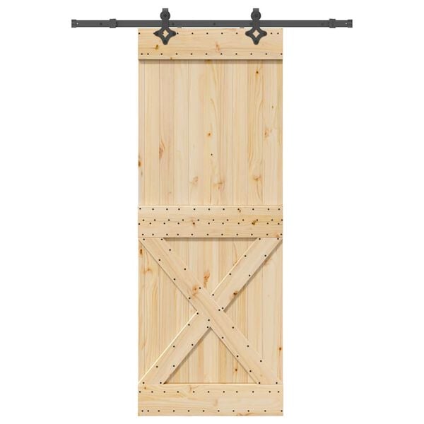 vidaXL Sliding Door with Hardware Set 33.5x82.7" Solid Wood Pine