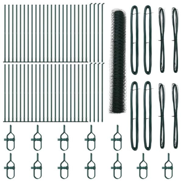 vidaXL Fence Post Green 328.08 x 3.94 ft (1.97 in mesh) Steel and PVC