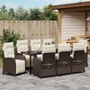 vidaXL Garden Dining Set with Cushion 9 pcs Brown Poly Rattan