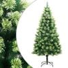 vidaXL Artificial Hinged Christmas Tree Green PVC, Metal 94.5 in tall