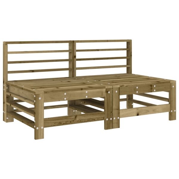 vidaXL Middle Sofa Natural pine with grey cushions