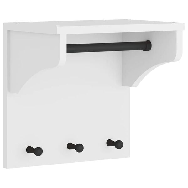 vidaXL Wall-mounted Coat Rack White Solid pine wood, engineered wood