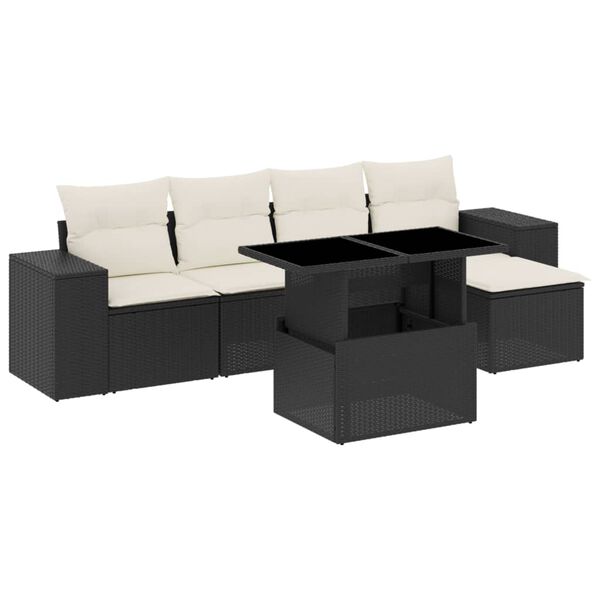 vidaXL Garden Sofa Set Black and Cream White