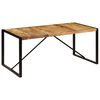 vidaXL Dining Table Brown and Black Rough Mango Wood Medium Industrial