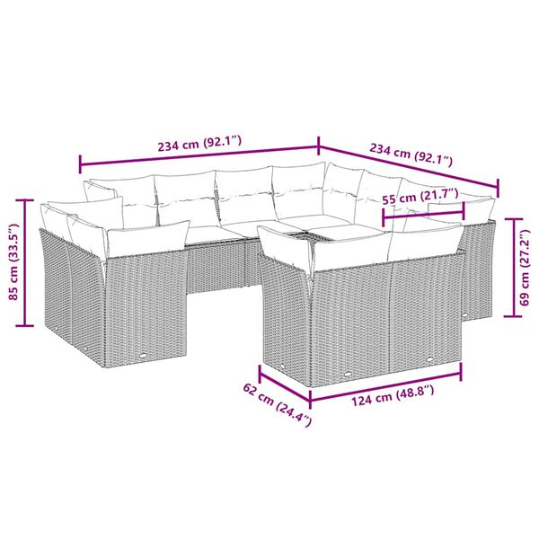 vidaXL Garden Sofa Set Black, Cream White