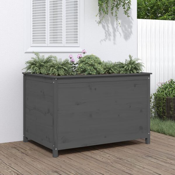 vidaXL Patio Raised Bed Grey 119,5x82,5 x 30.7 " Solid Wood Pine