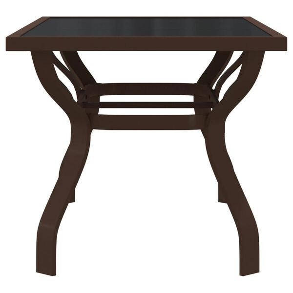vidaXL Garden Table Brown and Black Powder-coated steel, tempered glass
