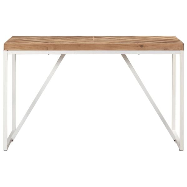 vidaXL Dining Table Natural wood finish, White