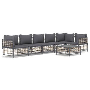 vidaXL Garden Lounge Set Anthracite Poly Rattan Large Modular