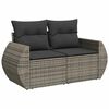 vidaXL Garden Sofa Set Grey PE rattan, powder-coated steel, tempered glass