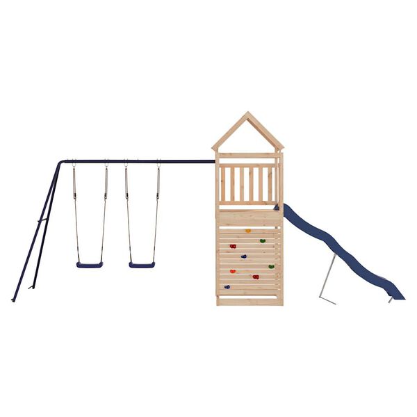 vidaXL Outdoor Playset Natural Solid Pine Wood, Polypropylene, Metal Large