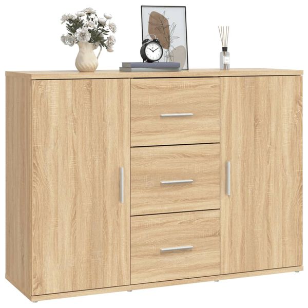 vidaXL Sideboard Sonoma Oak 35.8x11.6x25.6" Engineered Wood
