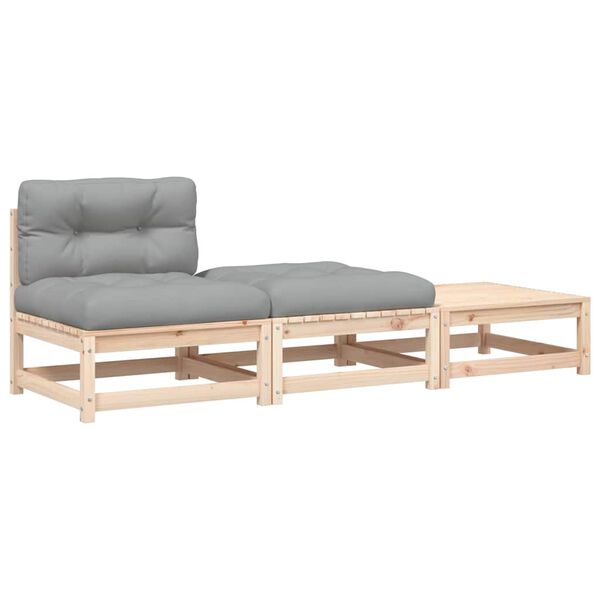 vidaXL Patio Sofa Gray, Natural Wood