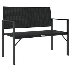 vidaXL Garden Bench Black PE Rattan, Powder-Coated Steel Medium Durable