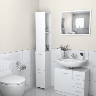 vidaXL Bathroom Cabinet White 9.8"x10.4"x66.9" Engineered Wood