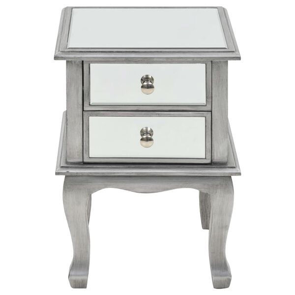 vidaXL Mirrored Nightstand Silver Mirrored glass, MDF Compact