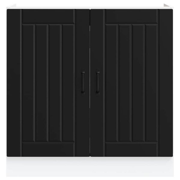 vidaXL Sink Base Cabinet Black Engineered Wood Medium Adjustable Feet