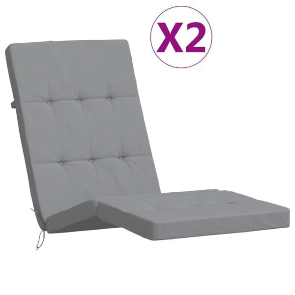 vidaXL Deck Chair Cushion Set of 2 Grey Oxford Fabric Standard