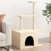 vidaXL Cat Tree Cream Engineered wood, plush, sisal 43.3 in tall Durable
