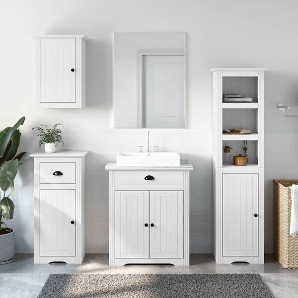 vidaXL Bathroom Furniture Set White Solid pinewood and engineered wood